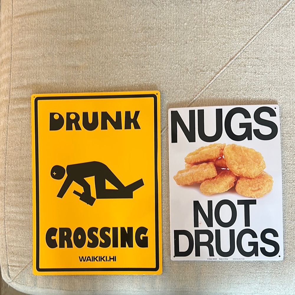 Yellow and White Humorous Sign Set